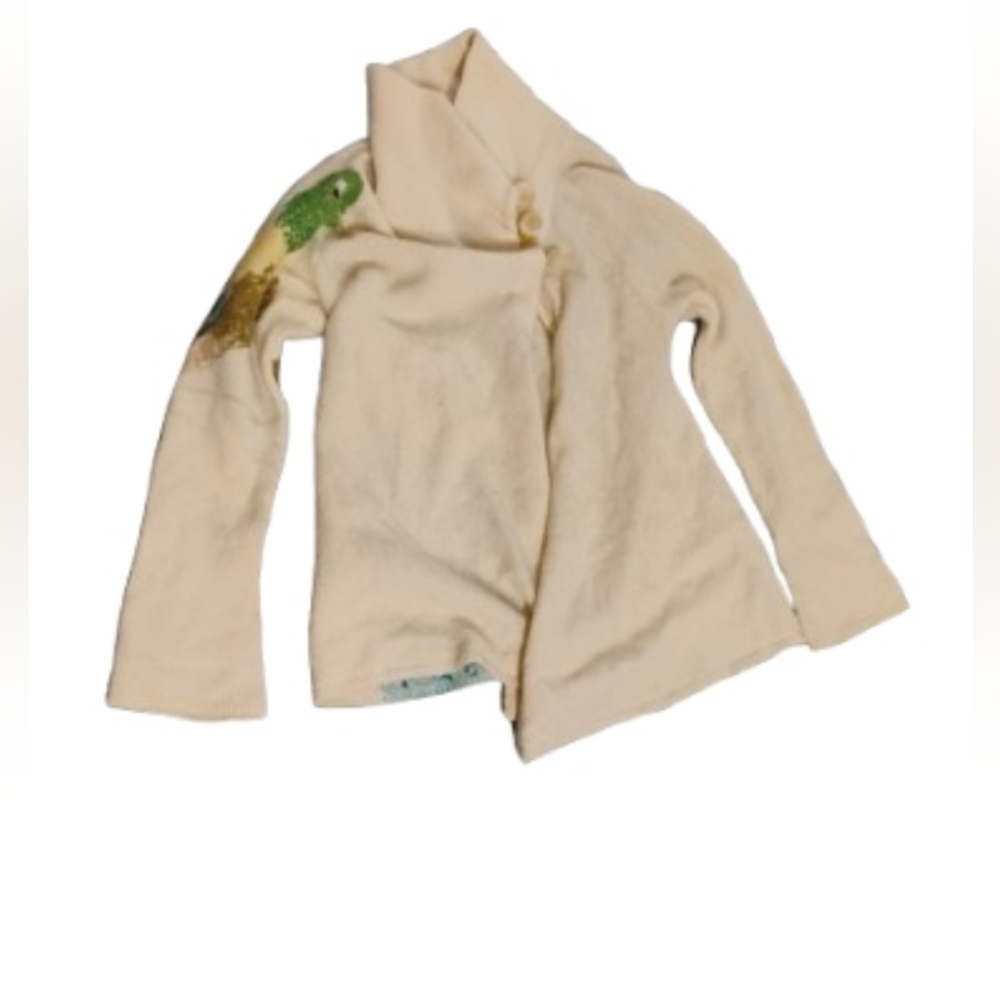 Moth Anthropologie Buttoned Turtleneck Bird Wool Blend Sweater Sz Small